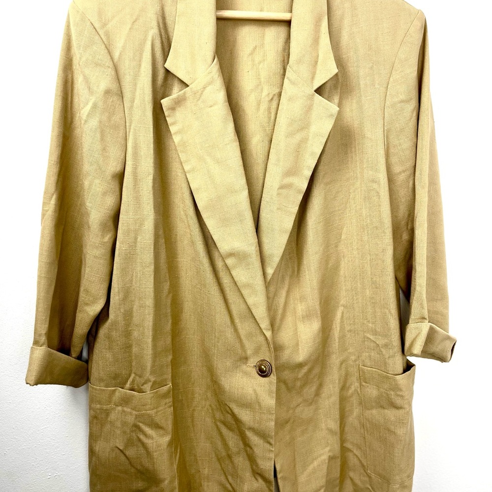 Vintage 80s Beige Oversized Blazer, Retro Power Suit, Women’s Jacket”